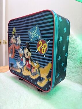Kids Suitcase Disney Striped Mickey & Friends Rolling Mini Travel Wheeled Bag 🧳